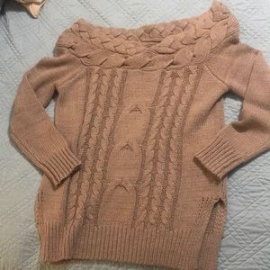 Off the shoulder taupe sweater